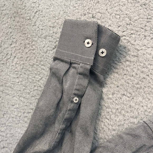 Michelsons London Button Up Shirt Mens Size Medium Striped Gray Dress Shirt - Picture 4 of 8